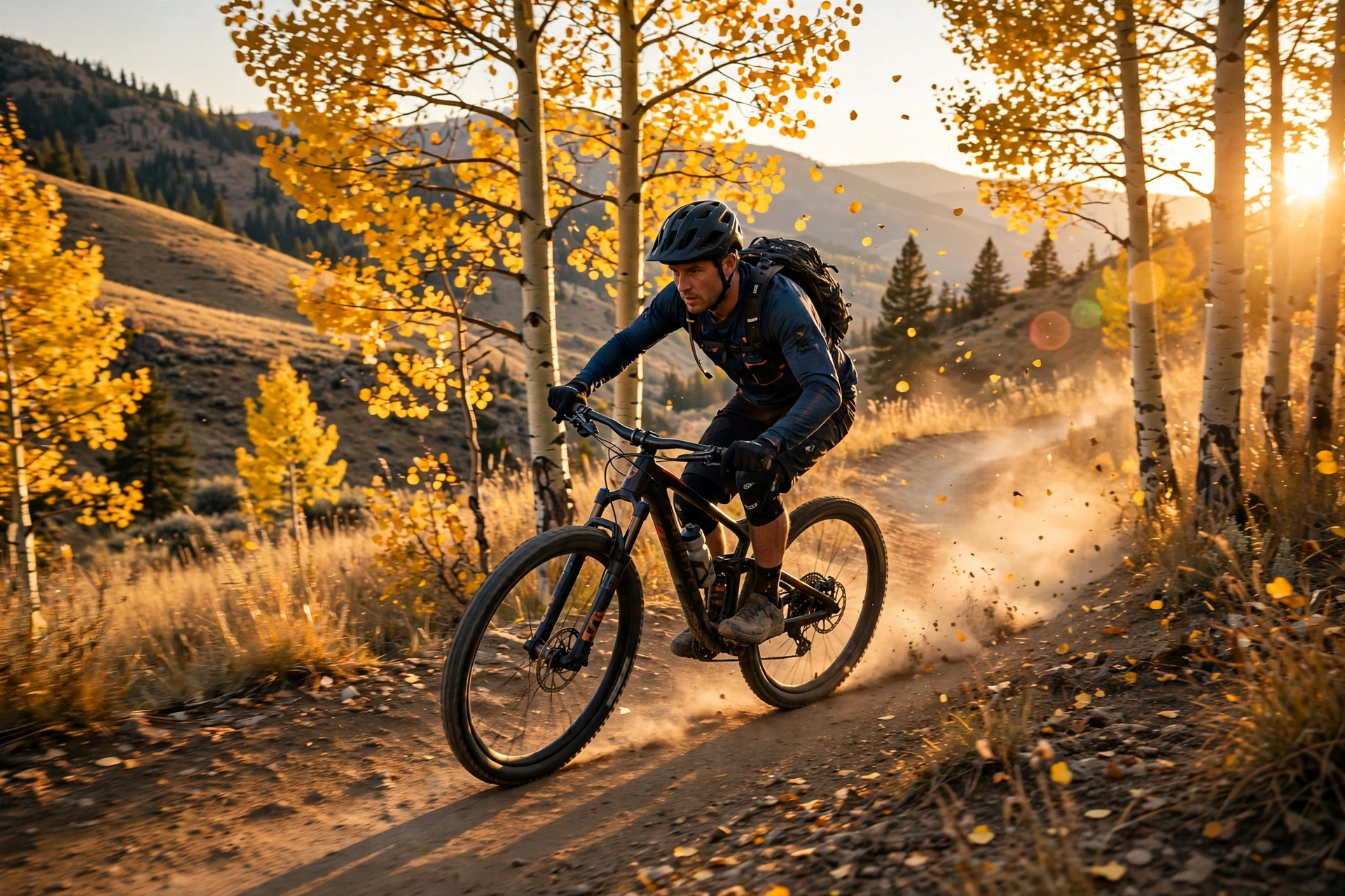 Rider in golden aspens